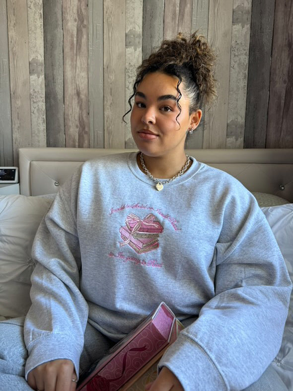 I could be Social Bookish Quote Embroidered Sweatshirt