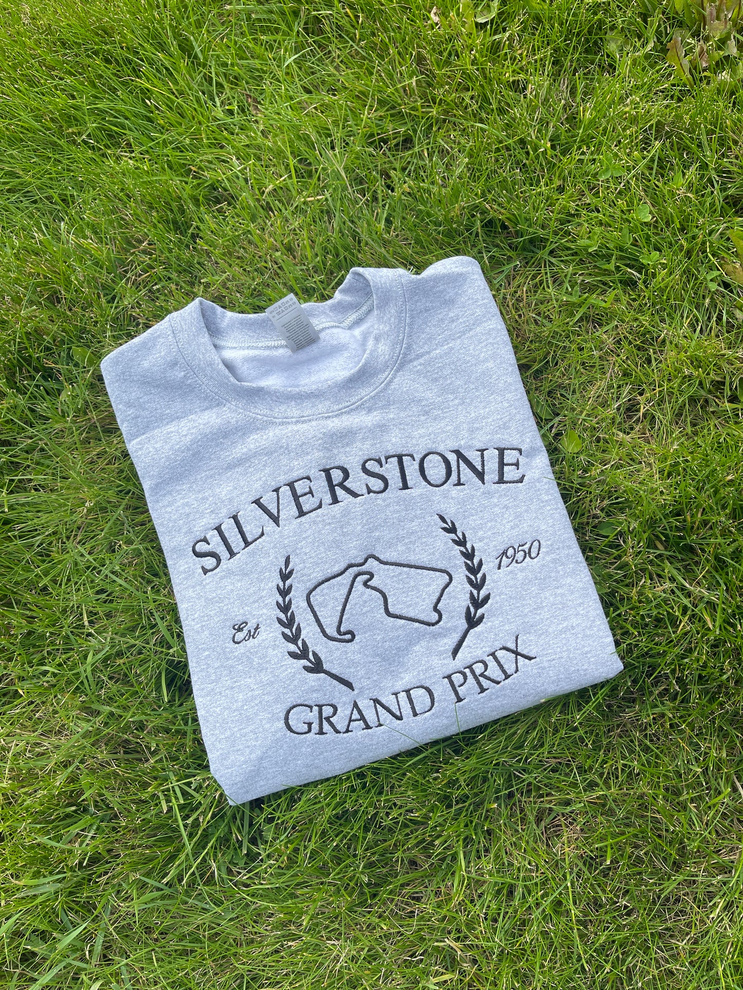 Custom Circuit Grand Prix Embroidered Crewneck with custom coloured embroidery