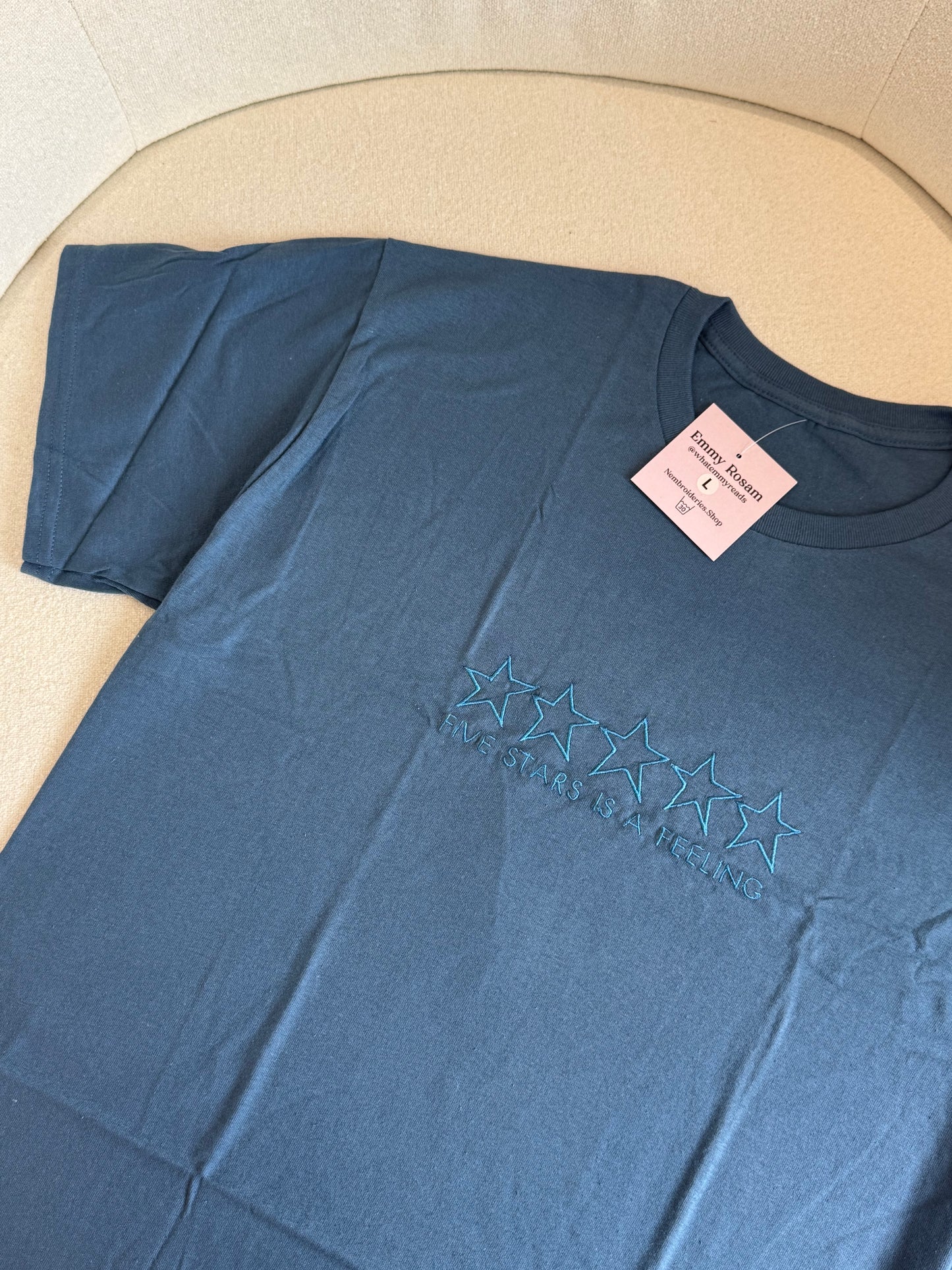 Five Stars is a Feeling Embroideried T-Shirt (Pre-made Clearance)