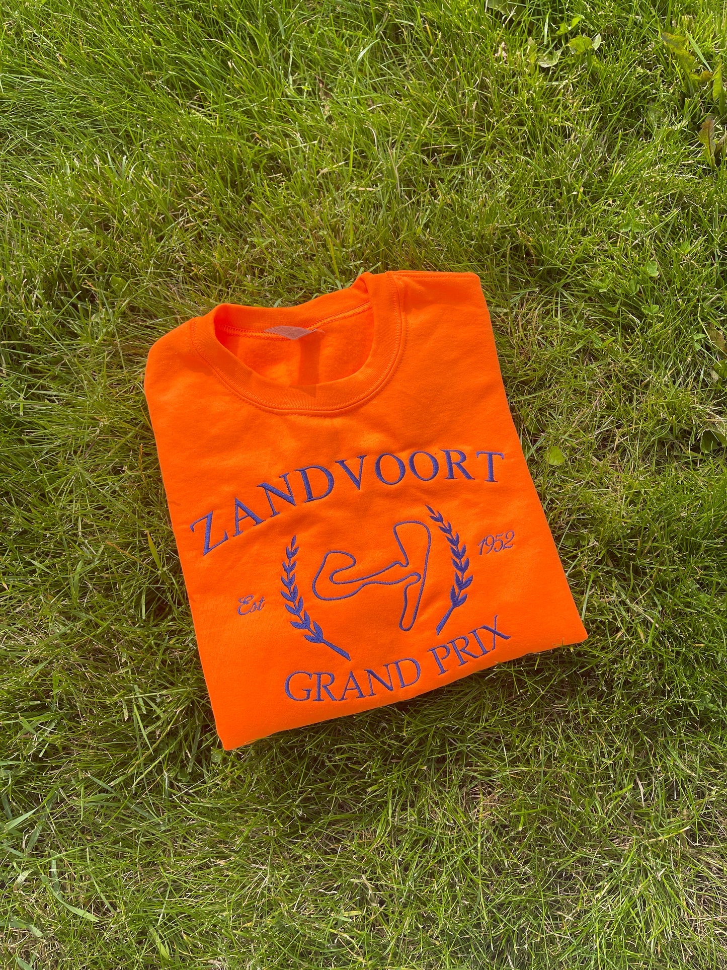 Custom Circuit Grand Prix Embroidered Crewneck with custom coloured embroidery