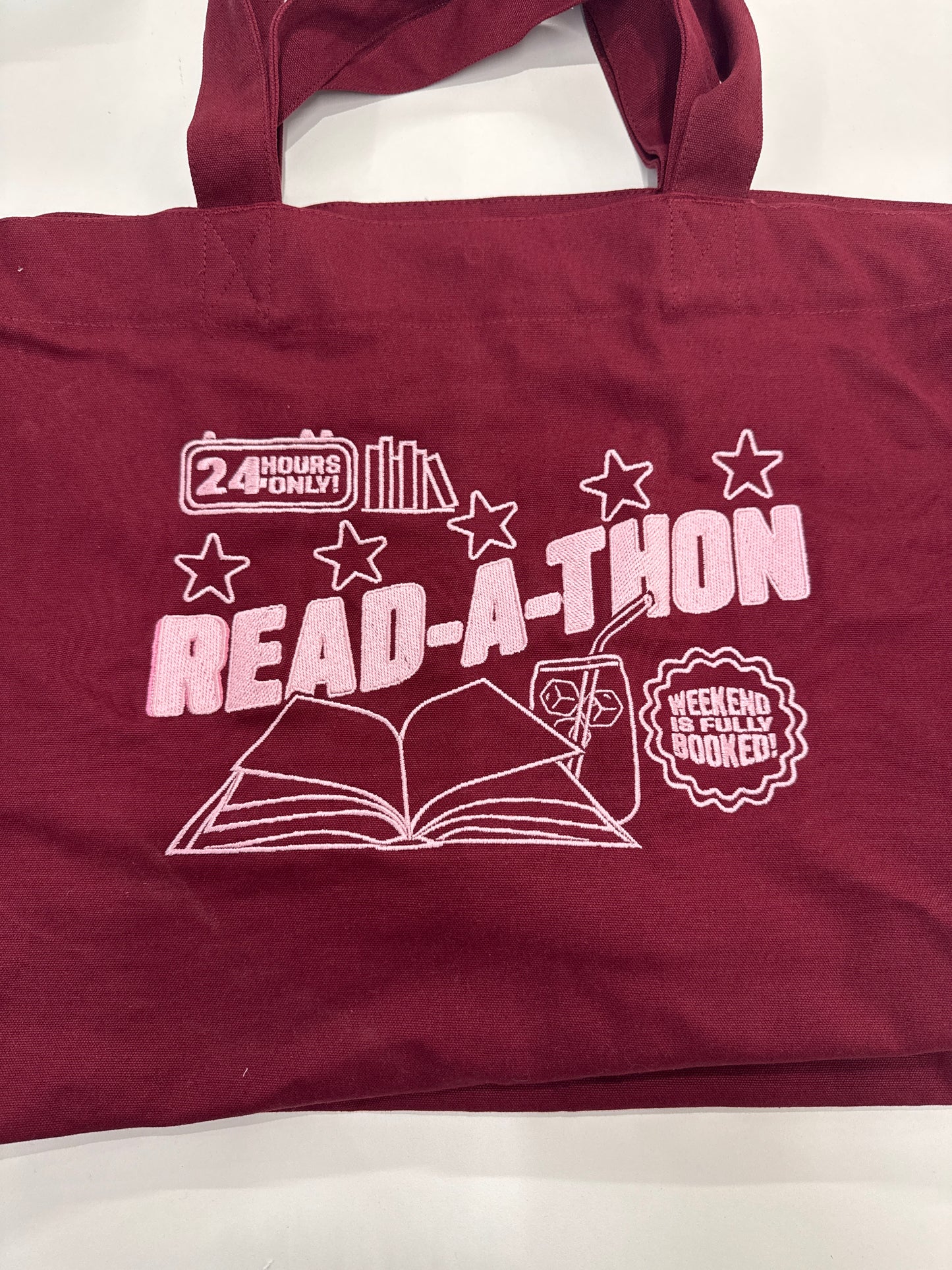*SAMPLE SALE* Read-a-thon Embroidered Tote Bag
