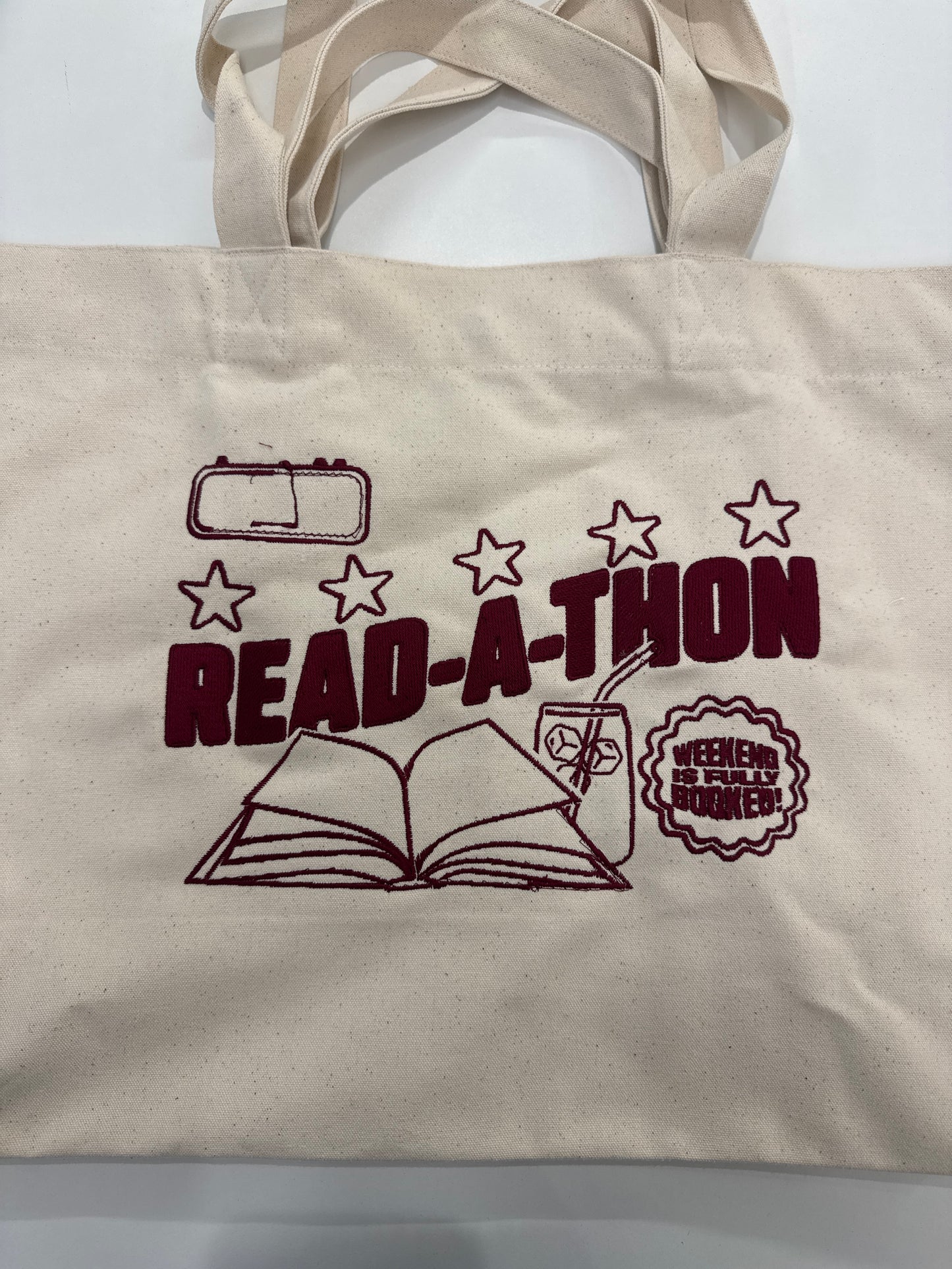 *SAMPLE SALE* Read-a-thon Embroidered Tote Bag