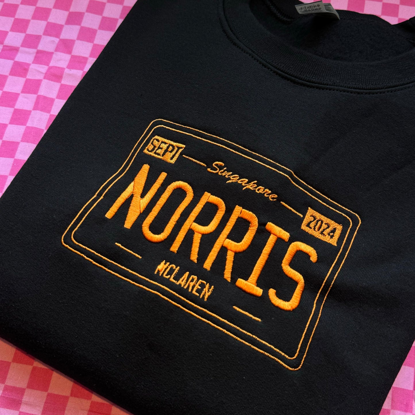 Lando Norris Singapore 2024 Vintage License Plate Embroidered Crewneck