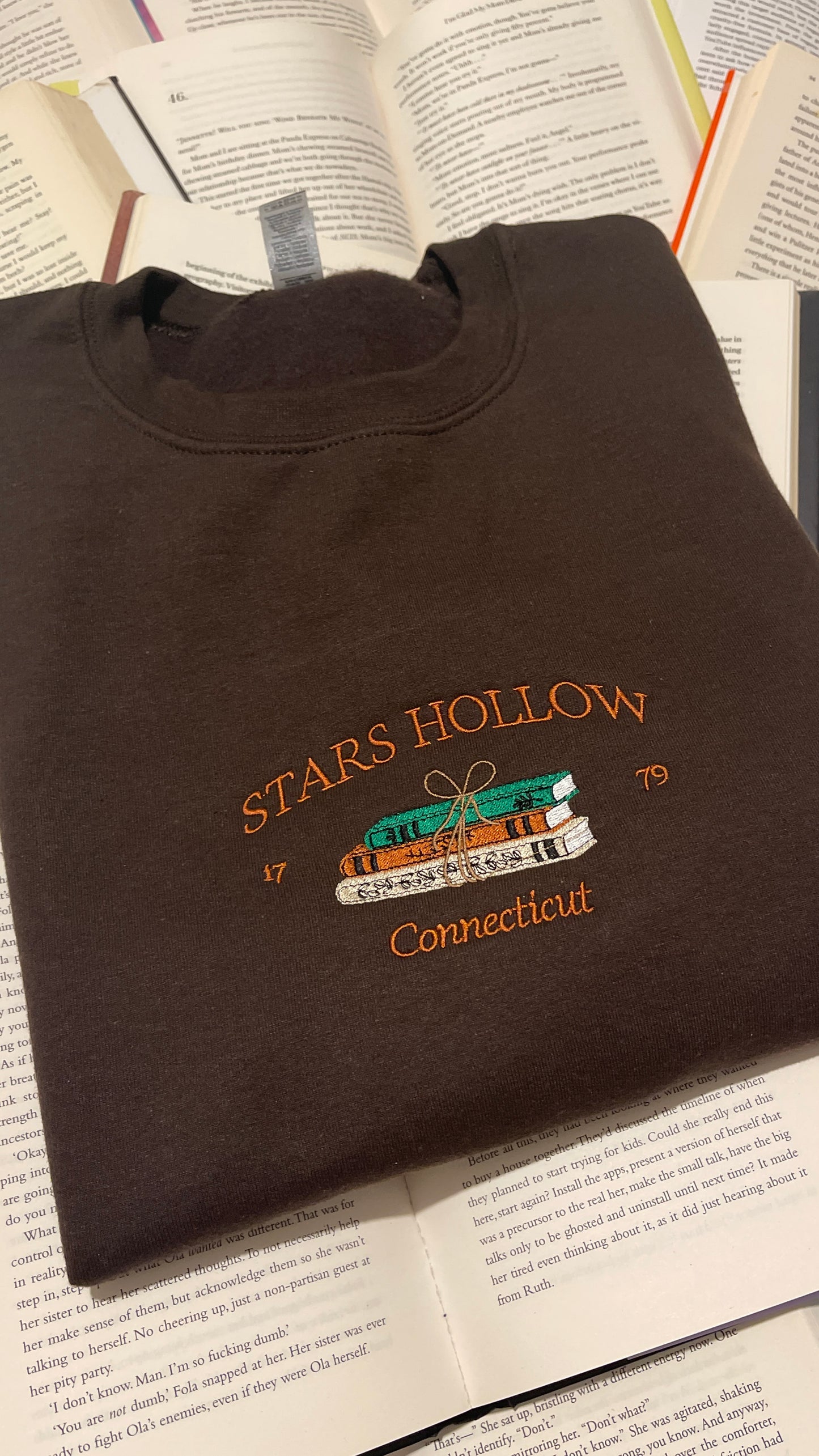 Stars Hollow Connecticut Embroidered Crewneck