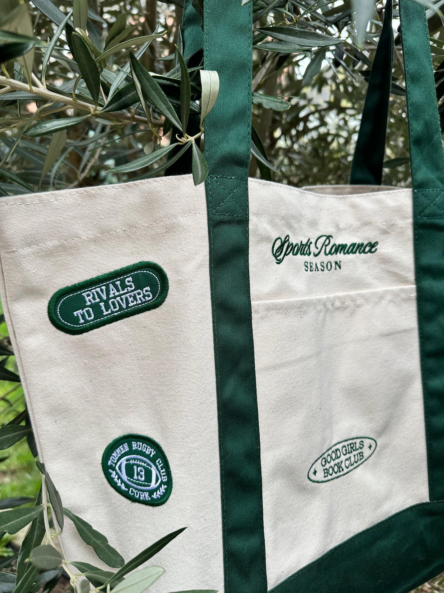 Sports Romance Patch Work Tote Bag