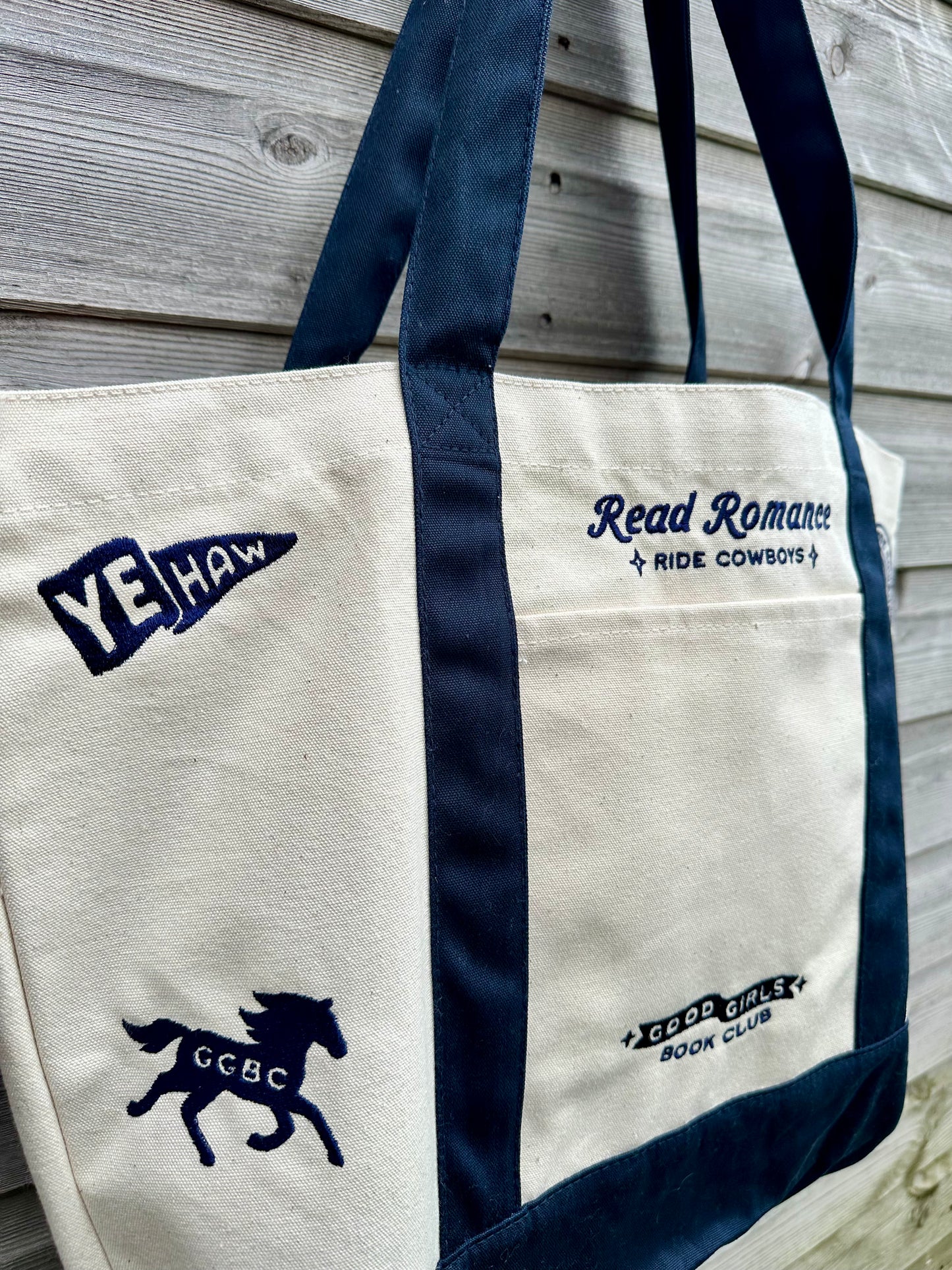 Read Romance Ride Cowboys Patchwork Work Tote Bag