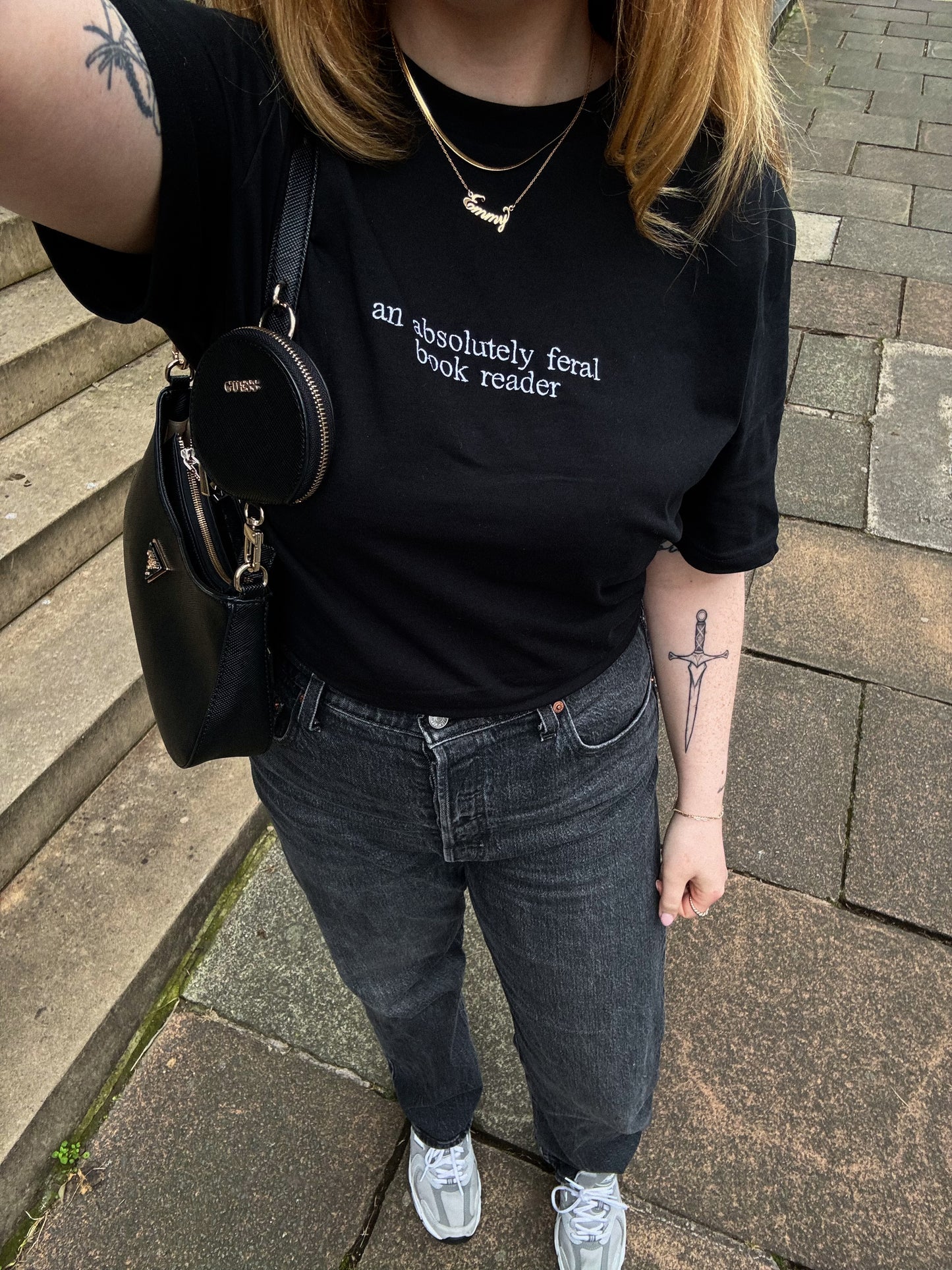 An Absolutely Feral Book Reader Embroidered T-shirt