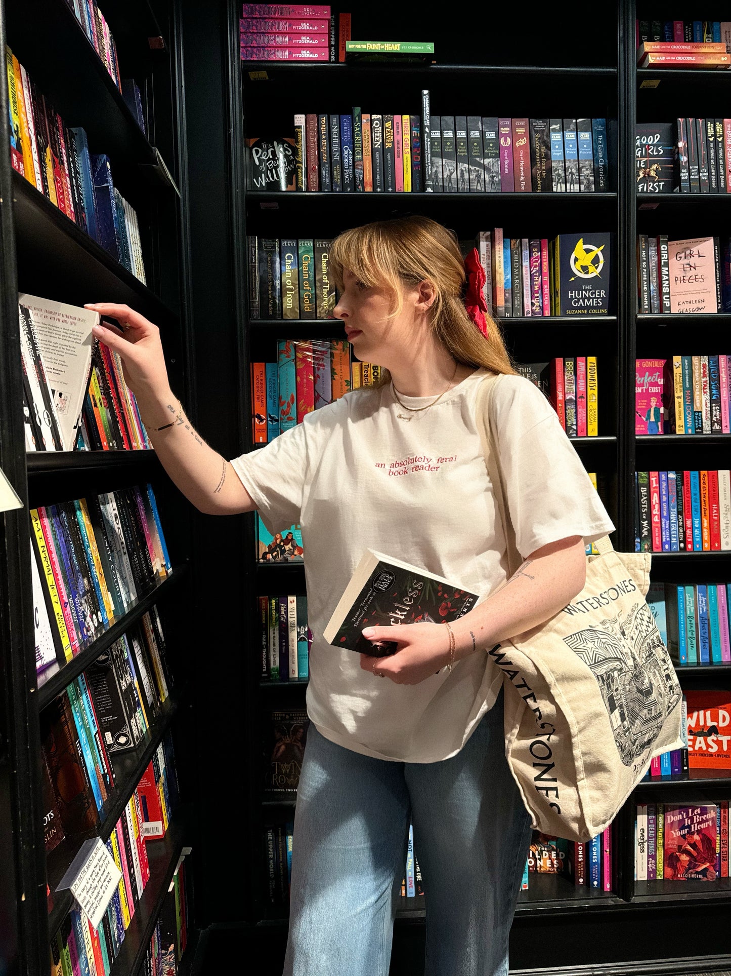 An Absolutely Feral Book Reader Embroidered T-shirt