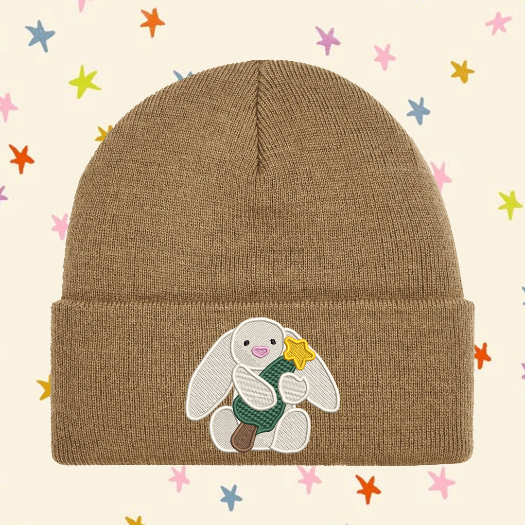 Christmas Bunny Embroidered Beanie