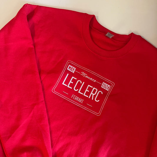 Charles Leclerc Monaco 2024 Vintage License Plate Embroidered Crewneck