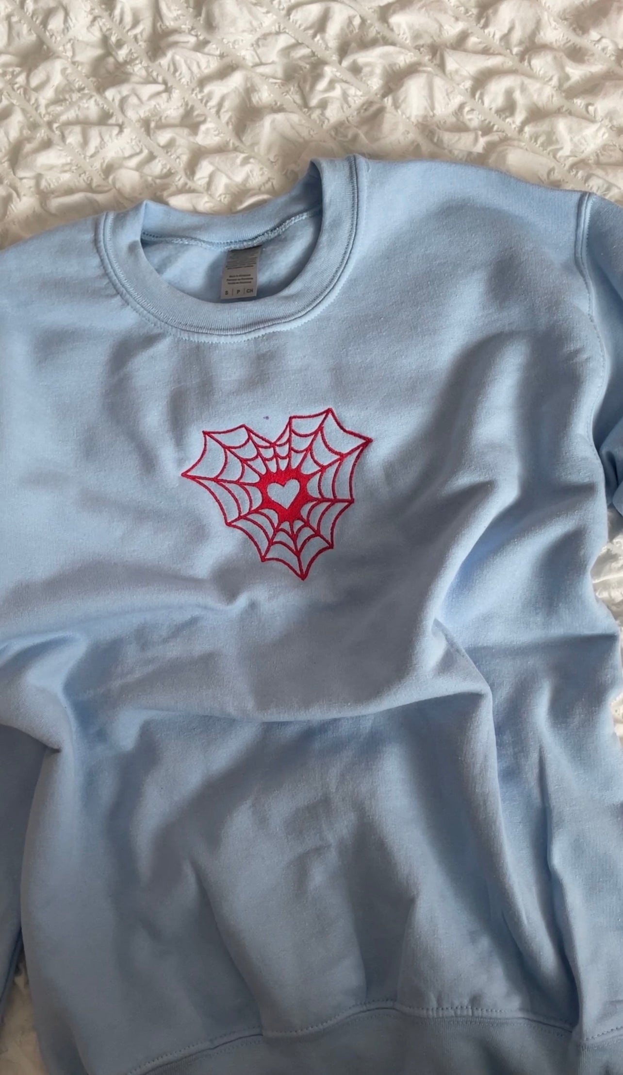 Heart Web Embroidered Sweatshirt