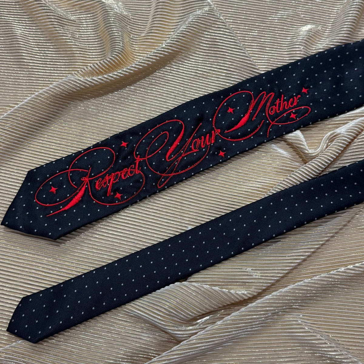 Respect your mother Pre-made Embroidered Tie