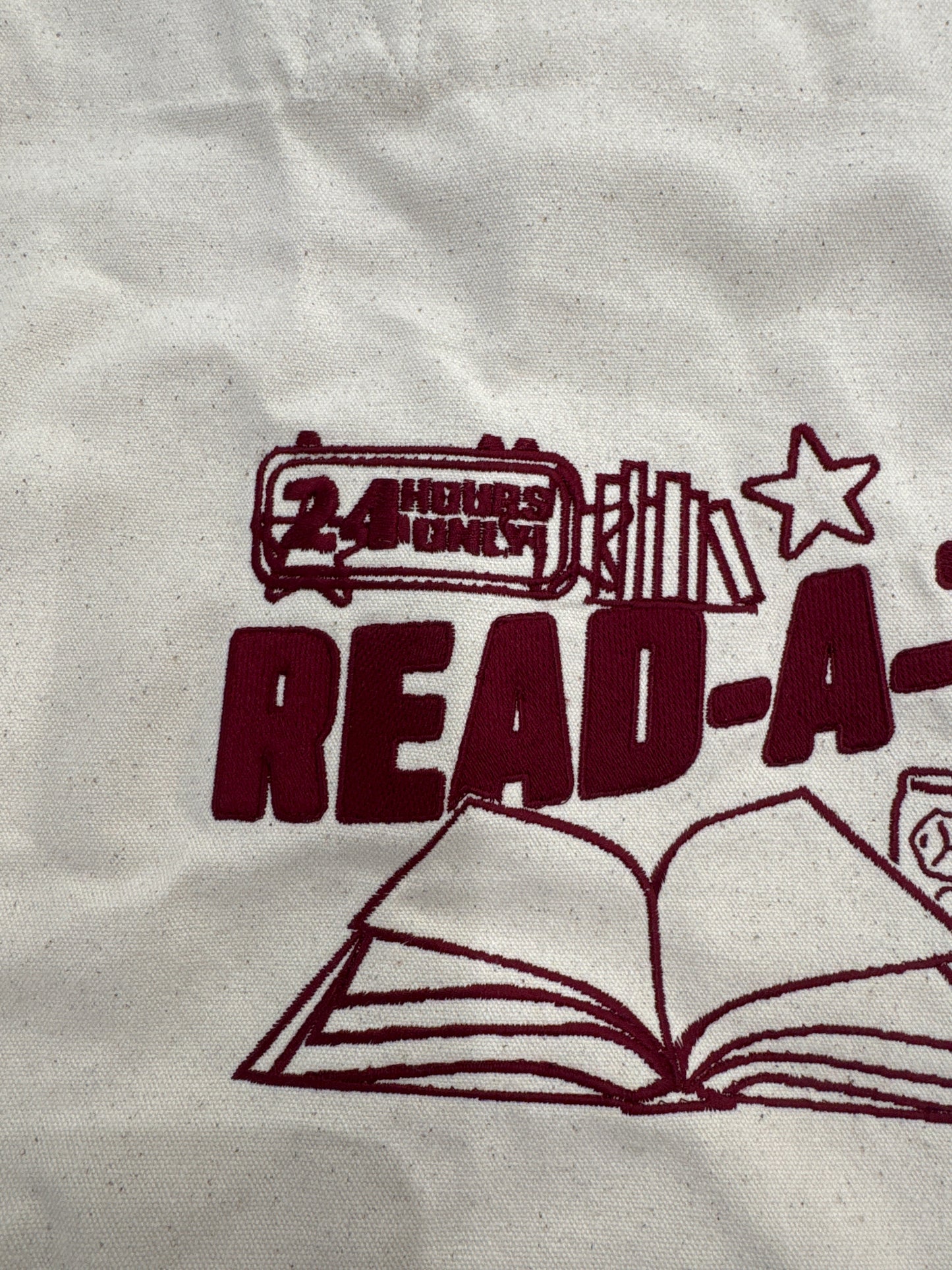 *SAMPLE SALE* Read-a-thon Embroidered Tote Bag