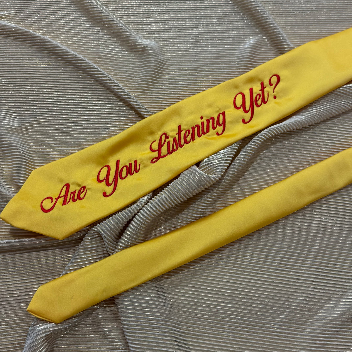 Are you Listening yet? Pre-made Embroidered Tie
