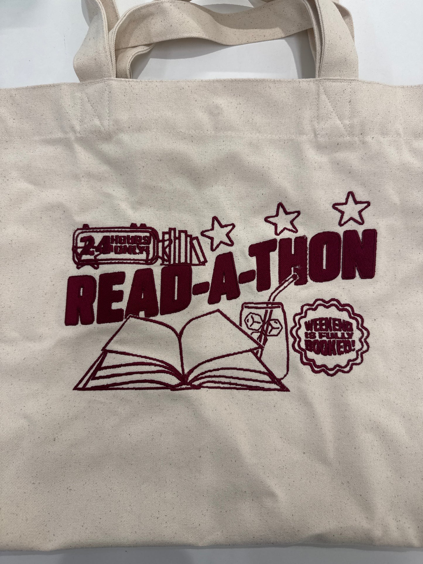 *SAMPLE SALE* Read-a-thon Embroidered Tote Bag