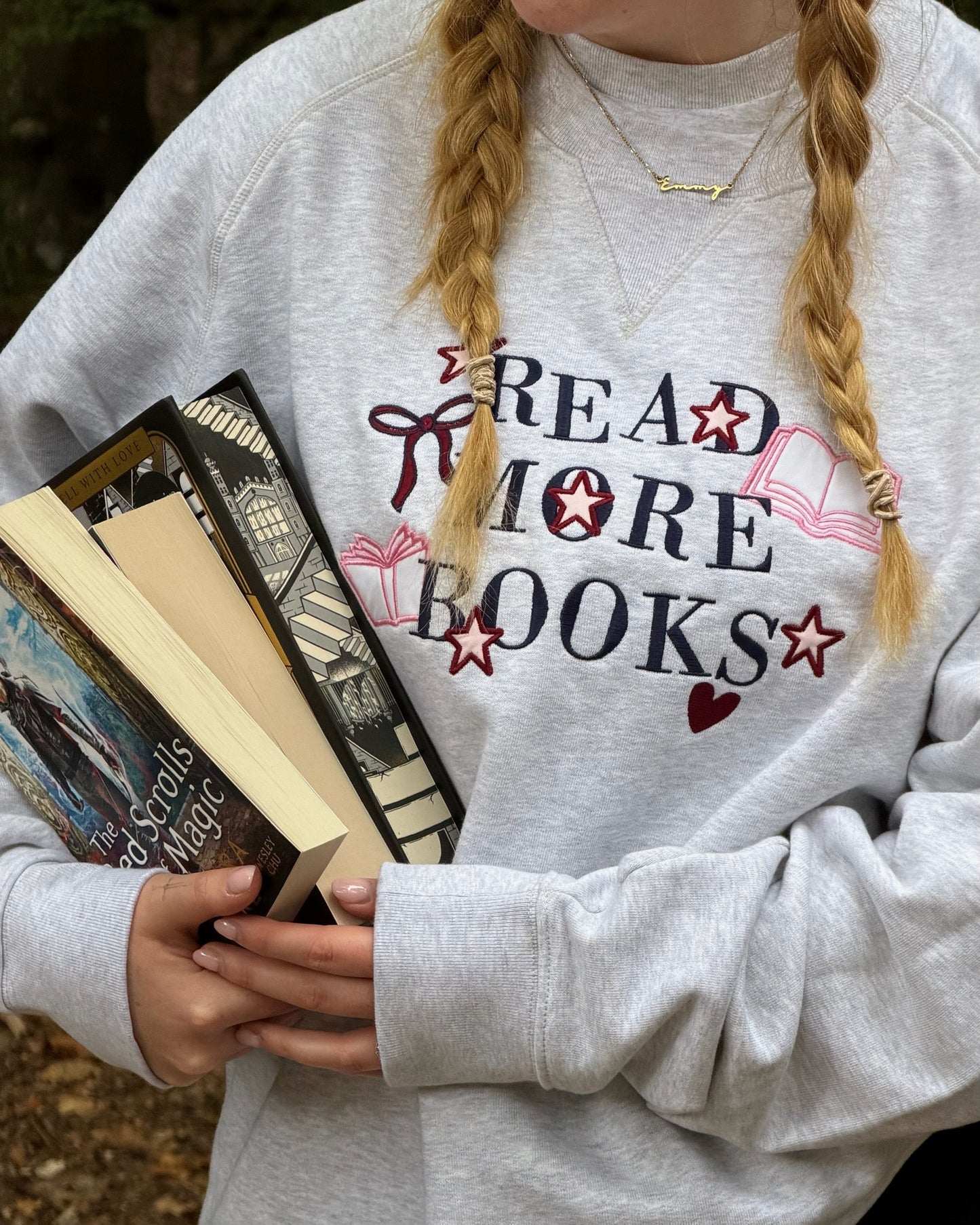 *SAMPLE SALE* Read More Books Embroidered Patchwork Sweatshirt