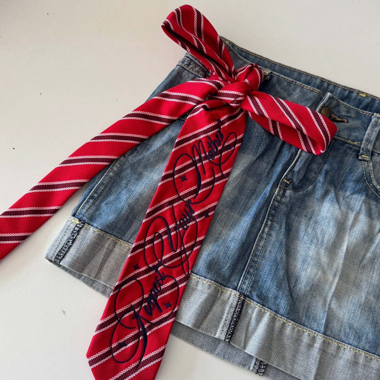 Embroidered Respect Your Mother Tie Belt