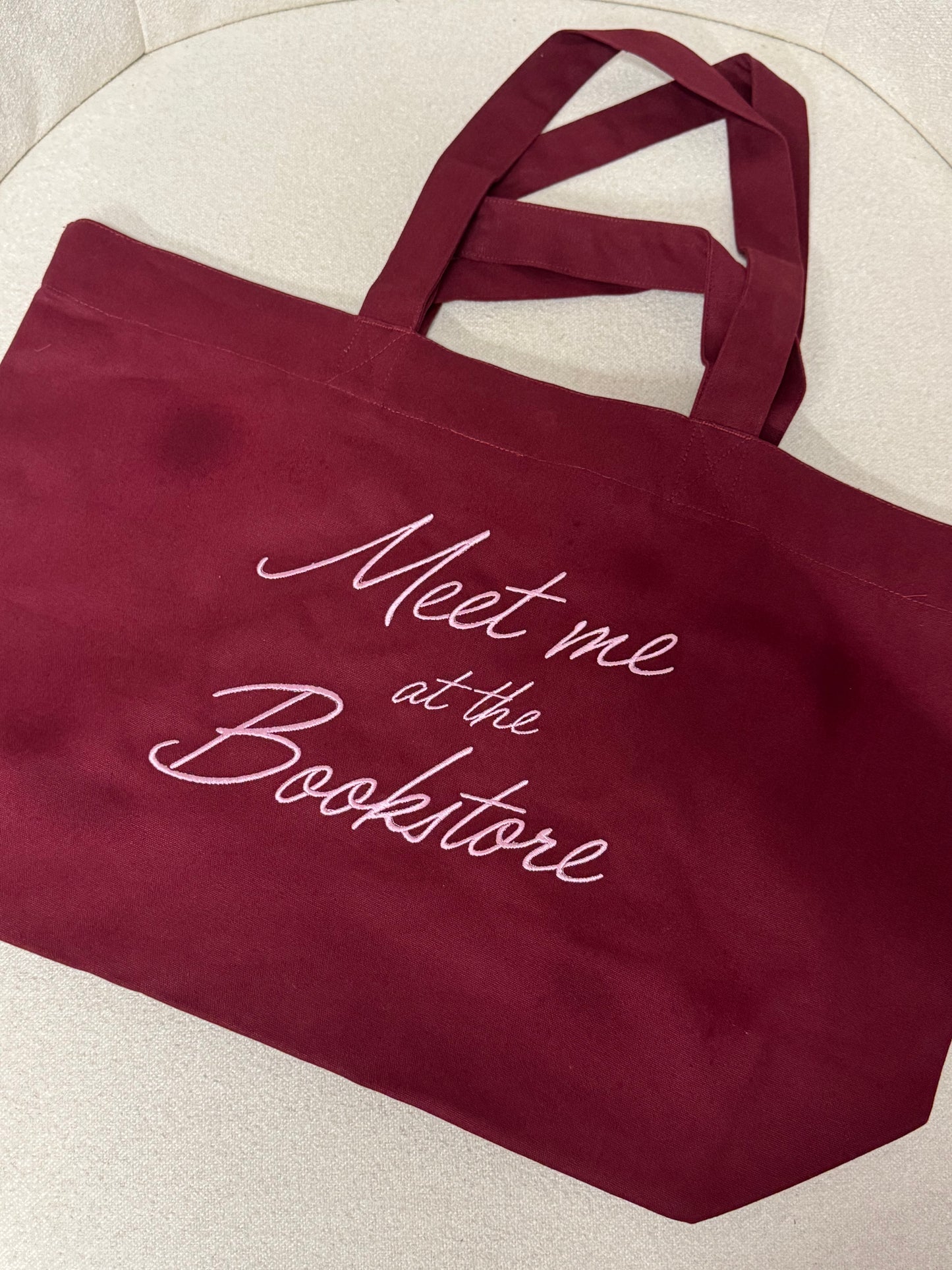Meet me at the bookstore Embroidered Tote Bag