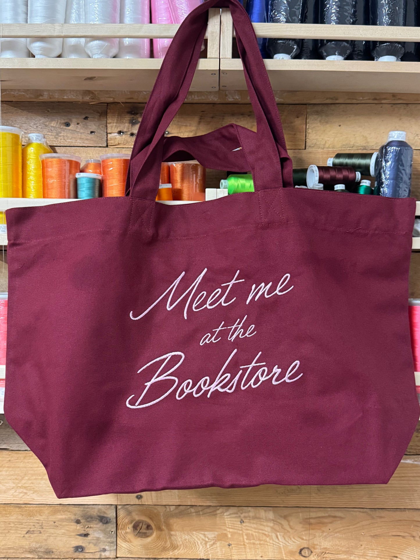 Meet me at the bookstore Embroidered Tote Bag