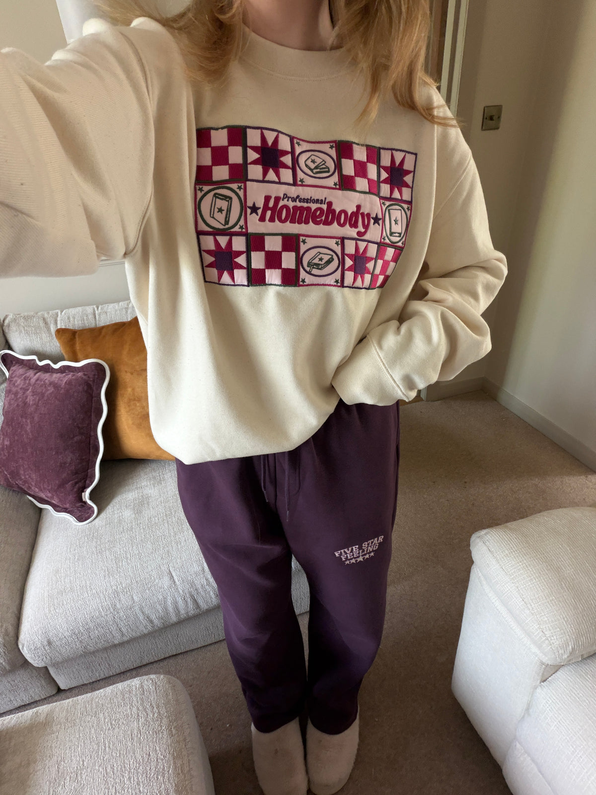 Professional Homebody Patchwork Embroidered Sweatshirt