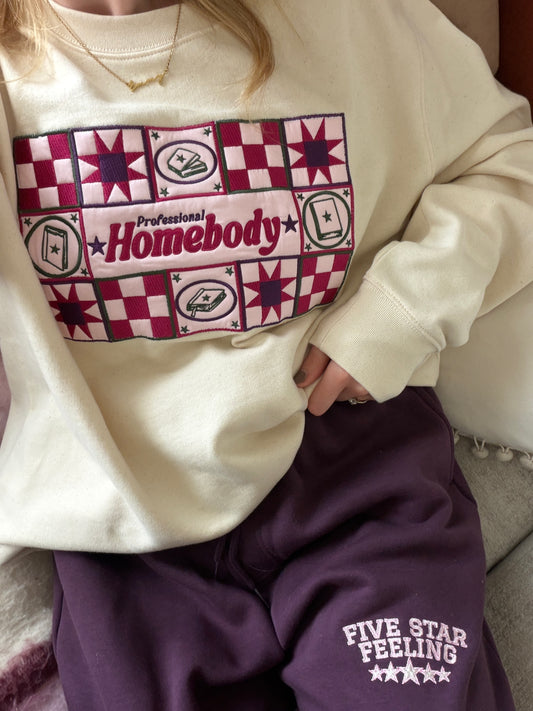 Professional Homebody Patchwork Embroidered Sweatshirt