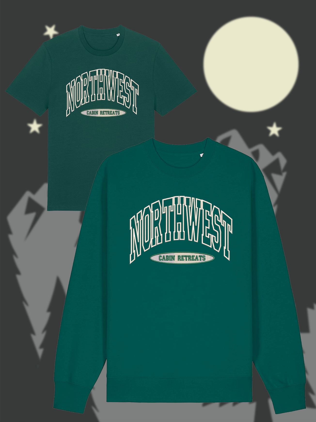 Northwest Cabin Retreats Embroidered Sweatshirt and T-shirt