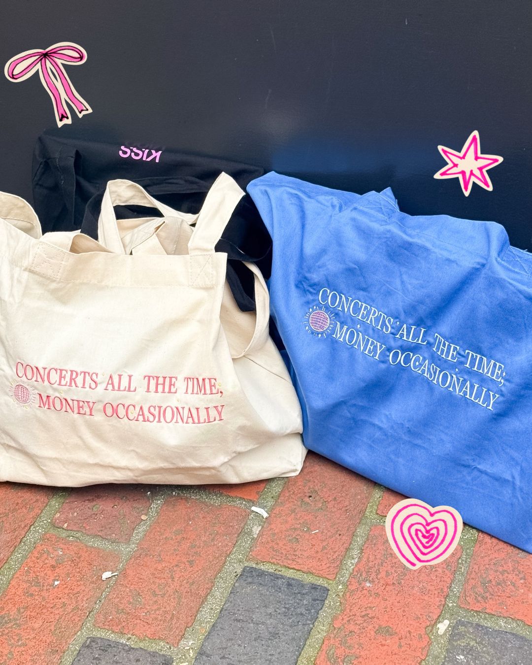 Concerts all the Time, Disco Occasionally Embroidered Tote Bag