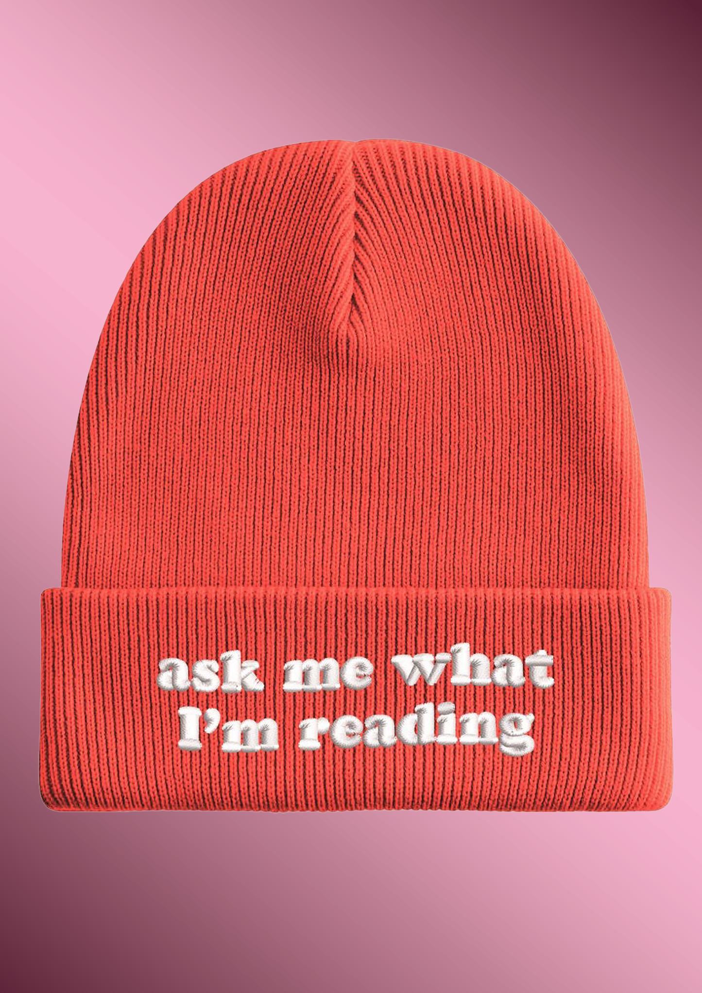 Ask me what I'm reading Embroidered Beanie
