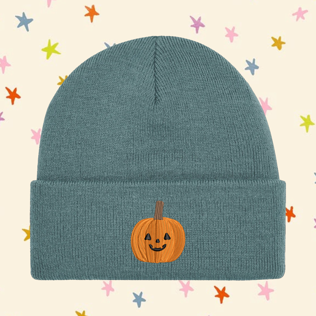 Pumpkin Embroidered Beanie
