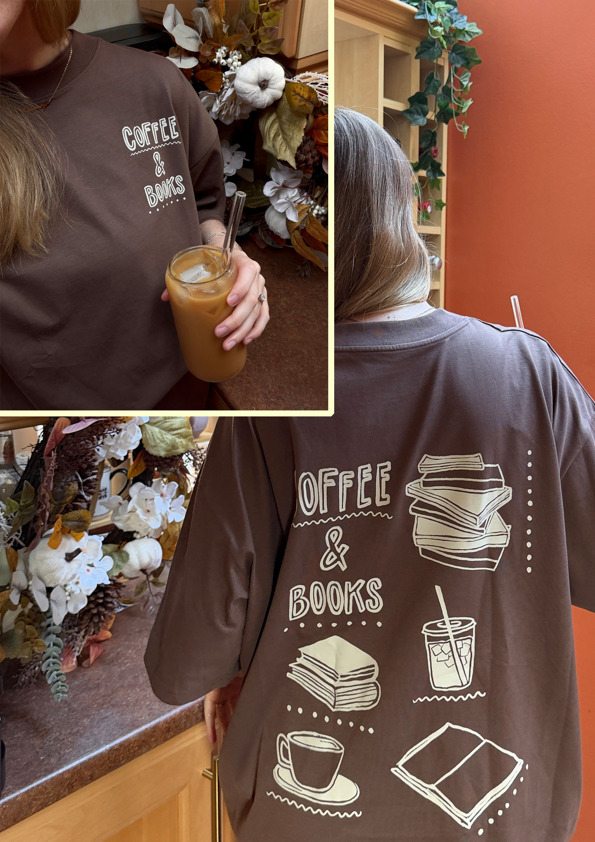 Coffee & Books Printed Super Oversized T-shirt