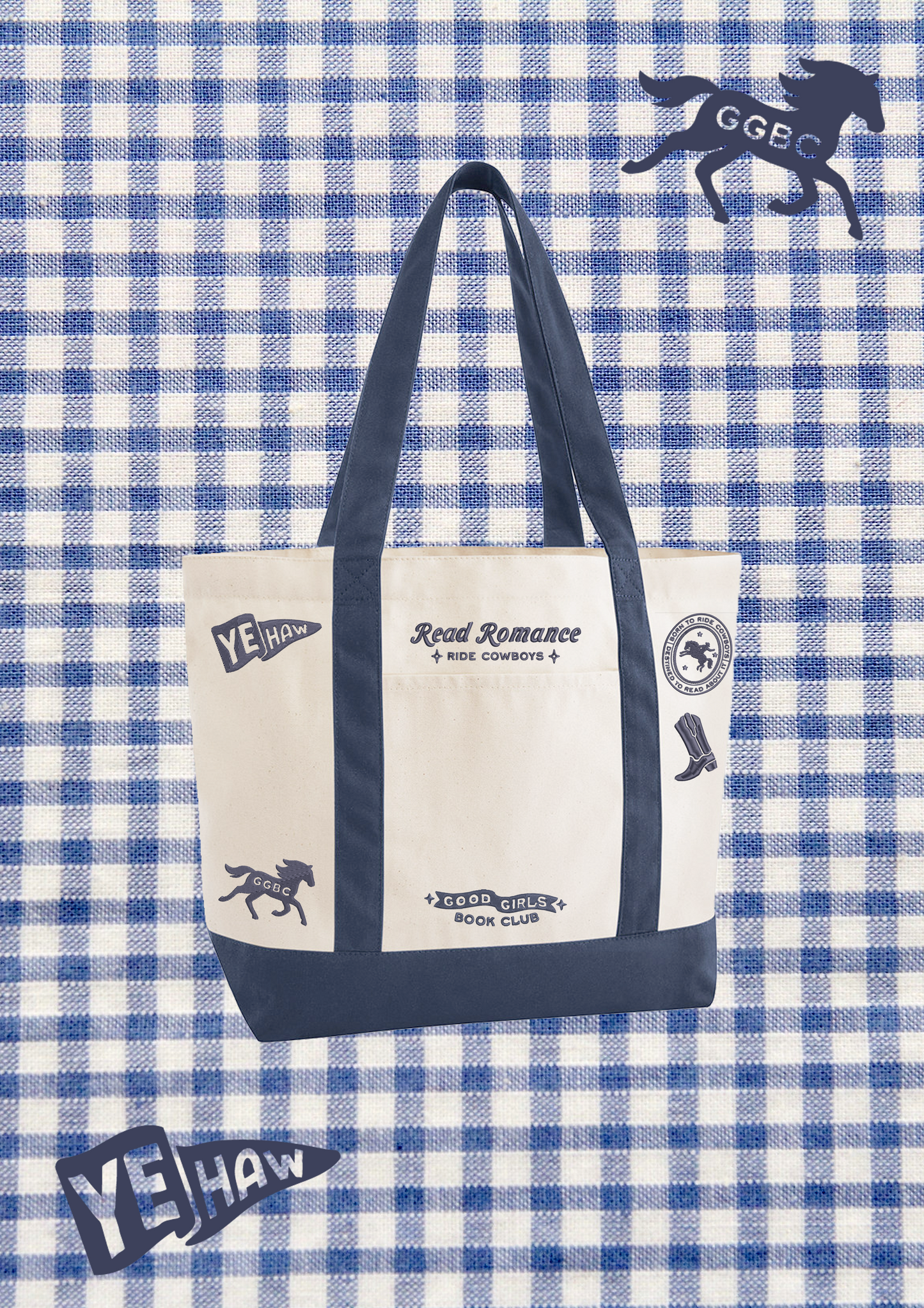 Read Romance Ride Cowboys Patchwork Work Tote Bag