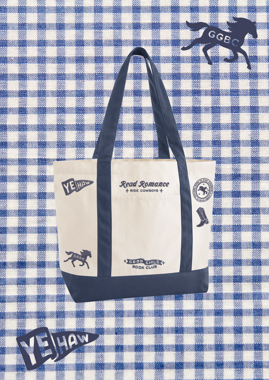 Read Romance Ride Cowboys Patchwork Work Tote Bag