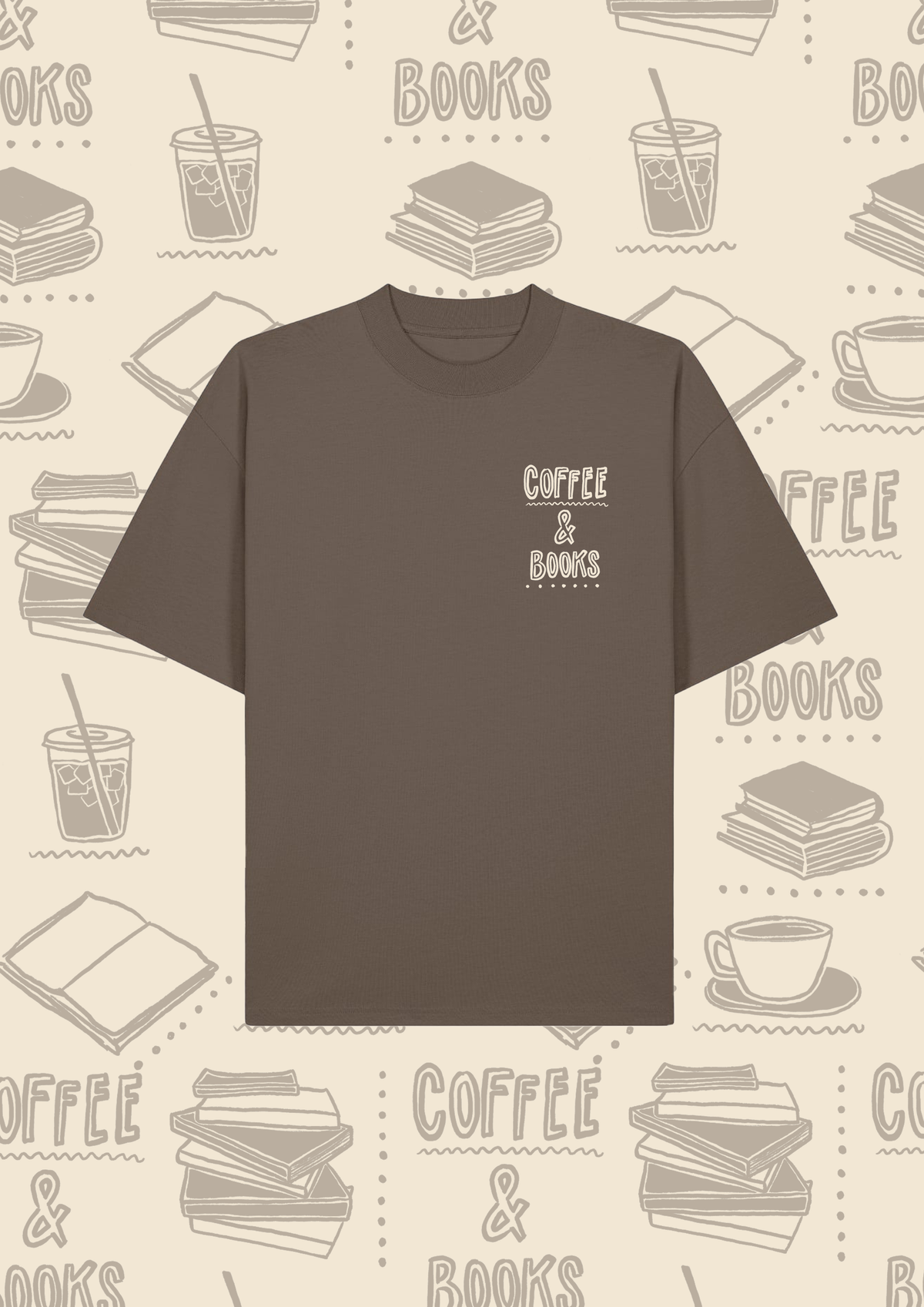 Coffee & Books Printed Super Oversized T-shirt