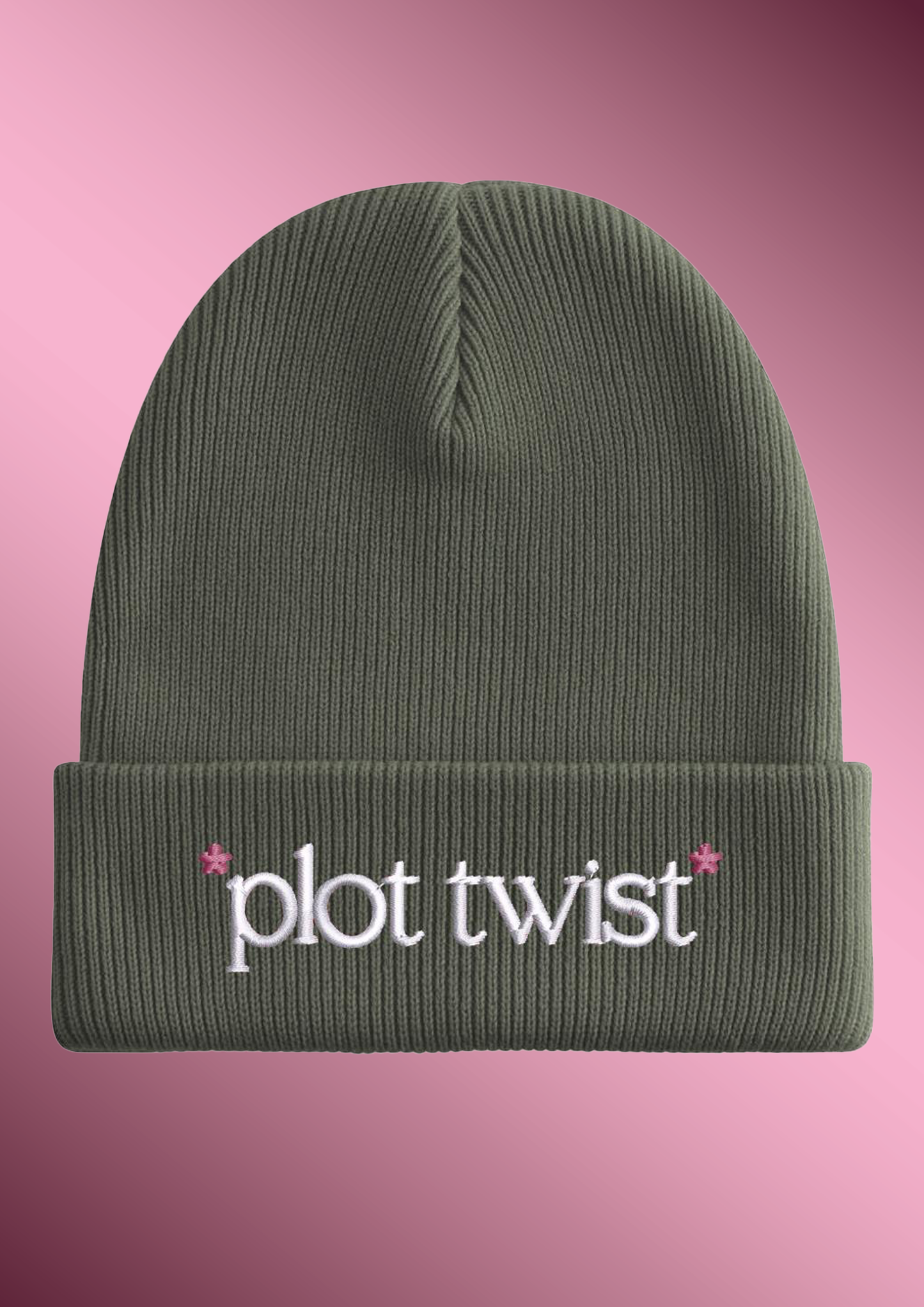 Plot Twist Embroidered Beanie