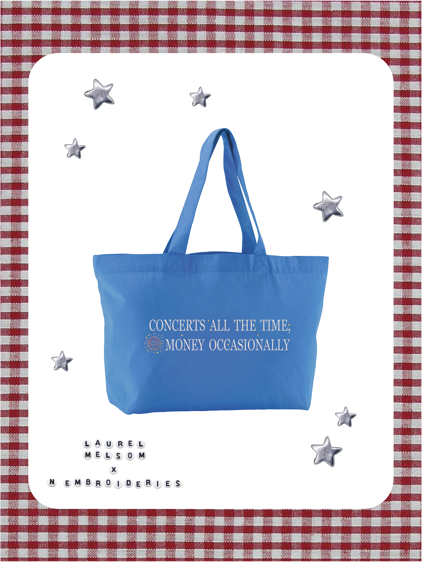 Concerts all the Time, Disco Occasionally Embroidered Tote Bag