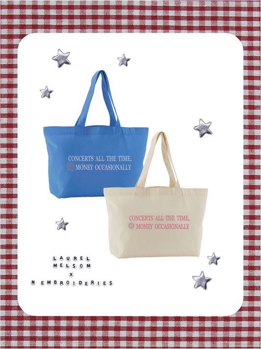 Concerts all the Time, Disco Occasionally Embroidered Tote Bag