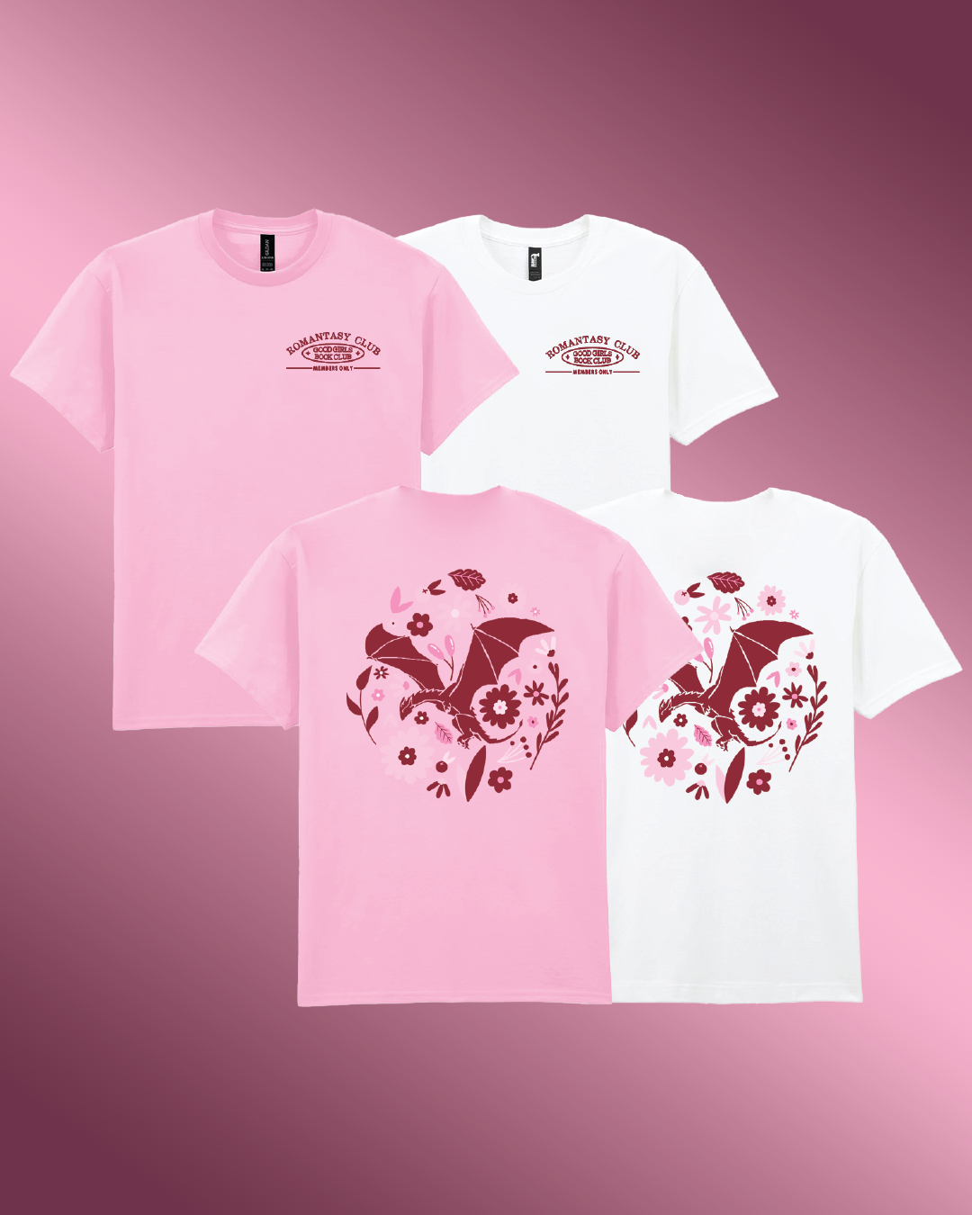 Floral Dragon Embroidered and Printed T-shirt