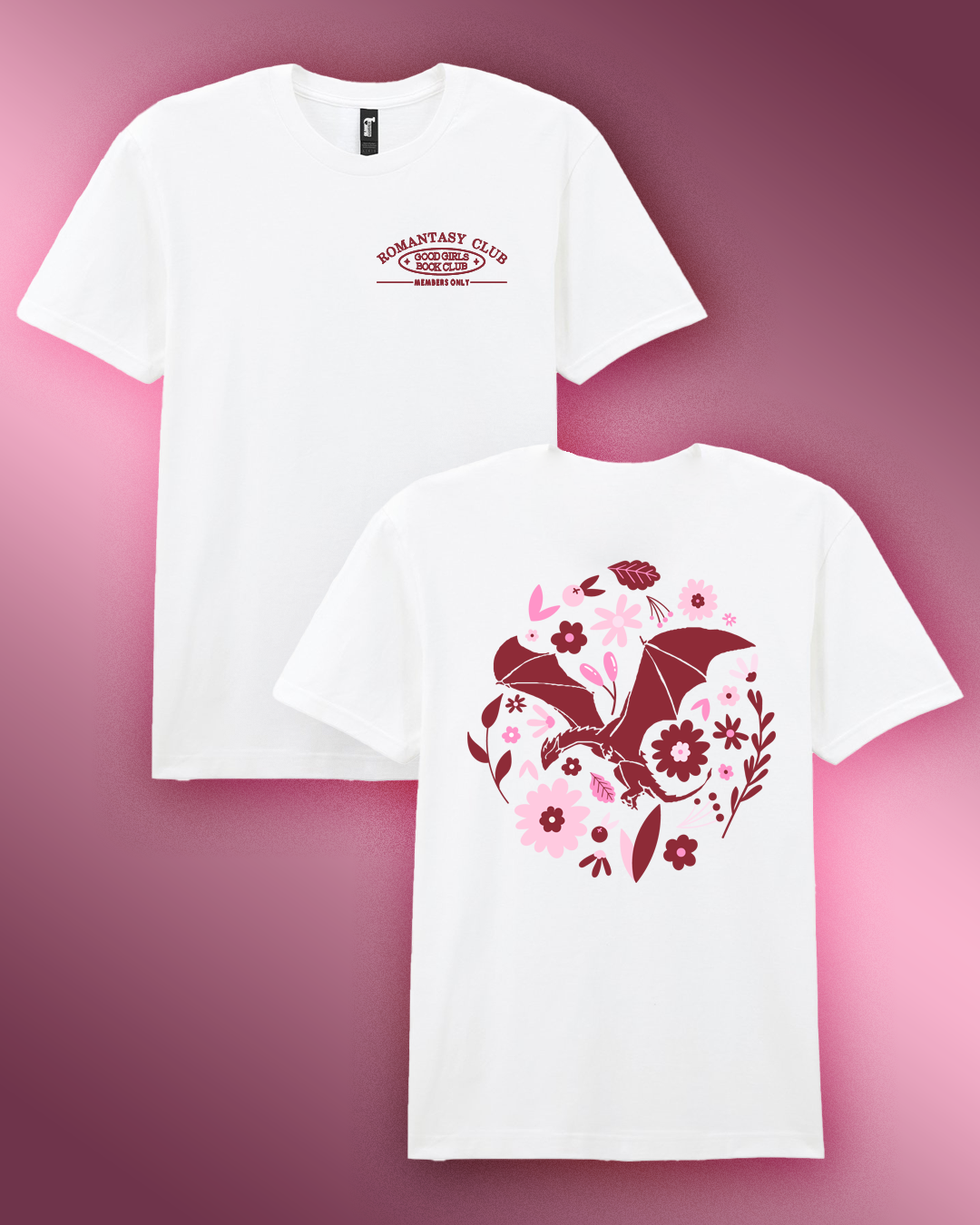 Floral Dragon Embroidered and Printed T-shirt