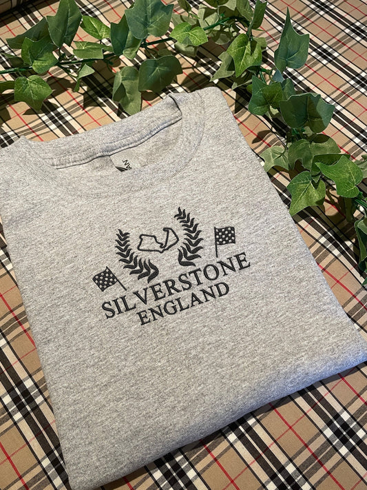 Circuit and location Embroidered T-shirt with custom coloured embroidery